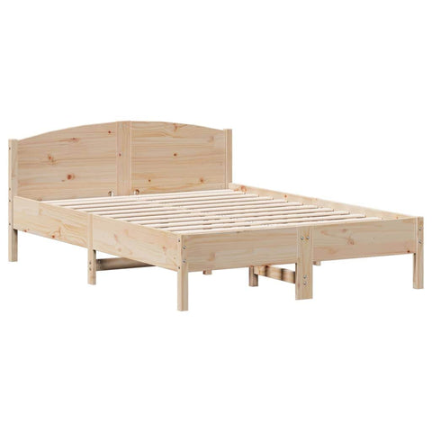 Bed Frame with Headboard-Solid Wood Pine Double Size