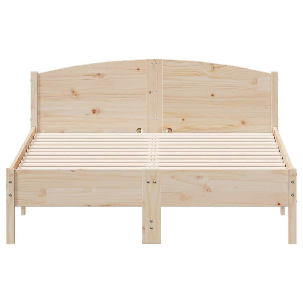 Bed Frame with Headboard-Solid Wood Pine Double Size