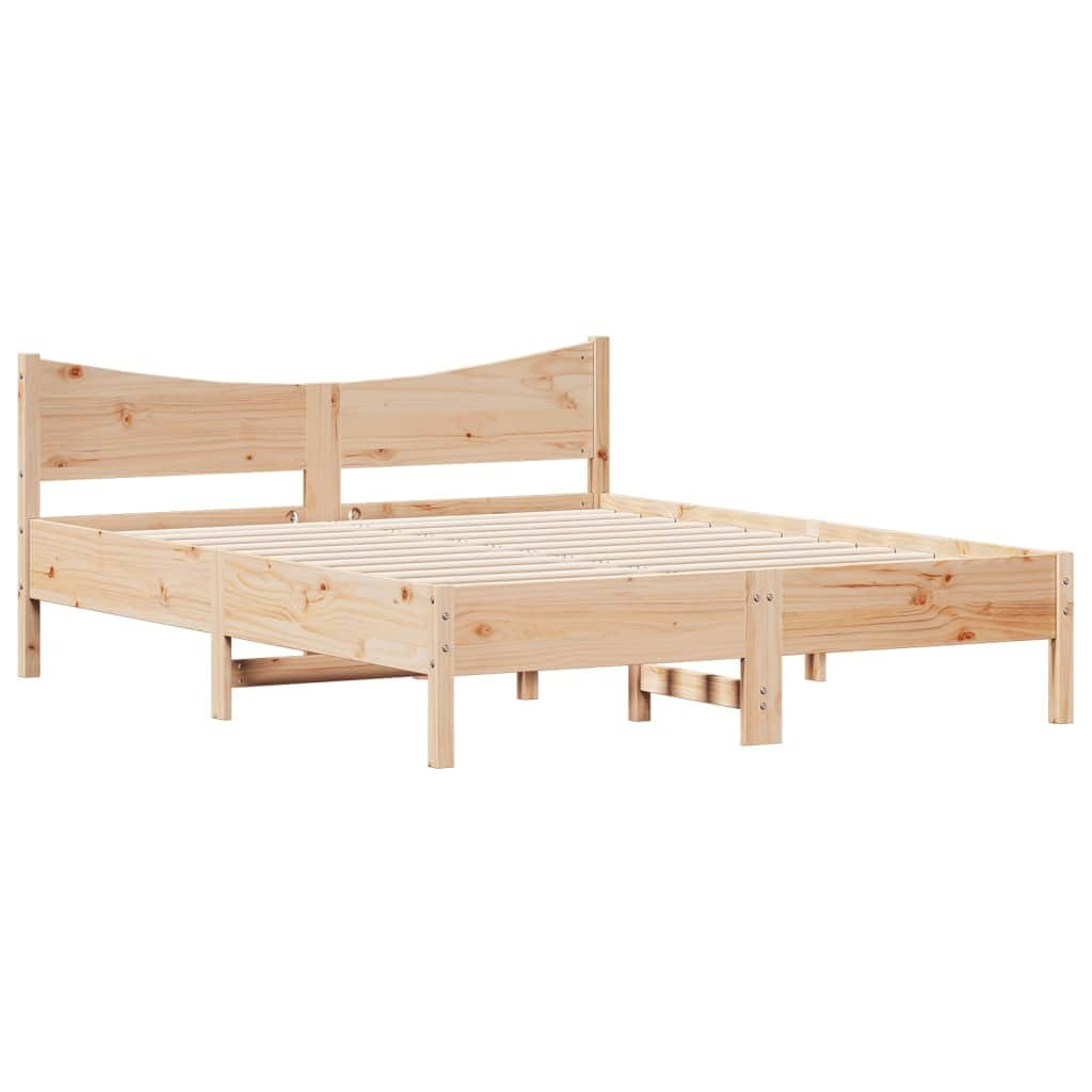 Bed Frame with Headboard Solid Wood Pine Queen