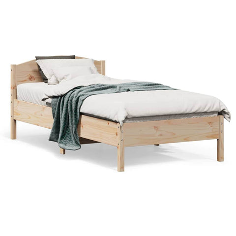 Bed Frame with Headboard Solid Wood Pine Single Size