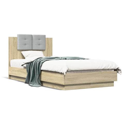 Bed Frame with Headboard Sonoma Oak Engineered - Wood Single Size