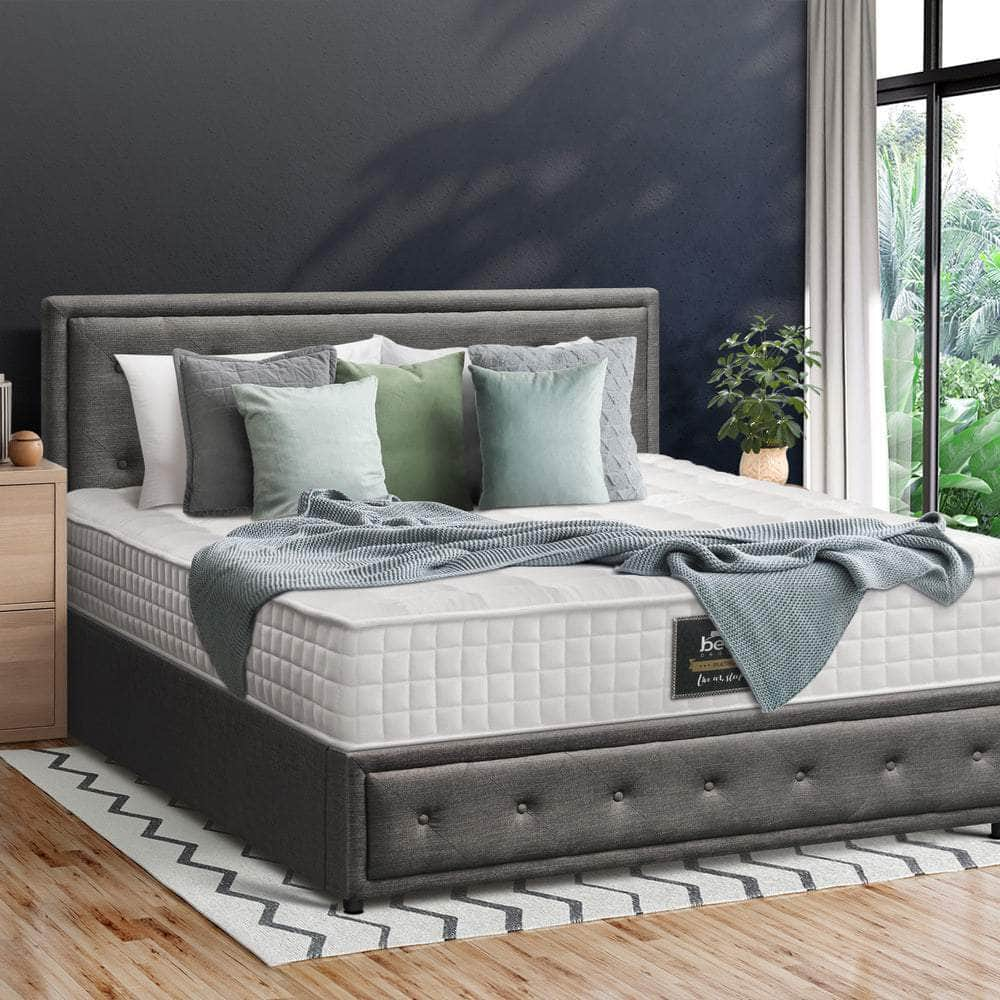 Bed Frame with Mattress Gas Lift Leather/Fabric