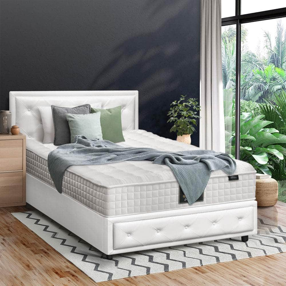 Bed Frame with Mattress Gas Lift Leather/Fabric