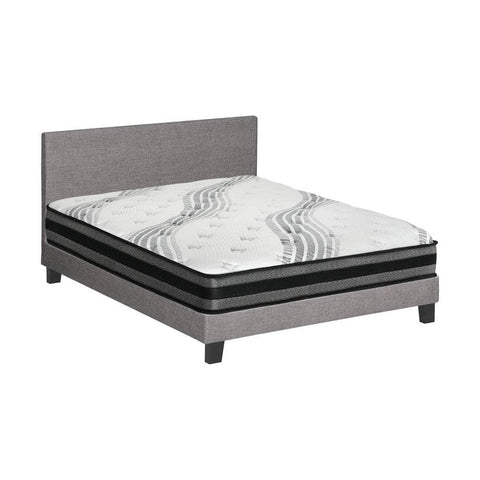 Bed Frame with Mattress Set Grey/White Fabric