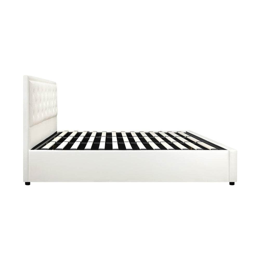 Bed Frame with Storage Space Gas Lift Bed Mattress Base White D/K/KS