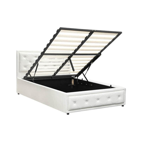 Bed Frame with Storage Space Gas Lift Bed Mattress Base White D/K/KS