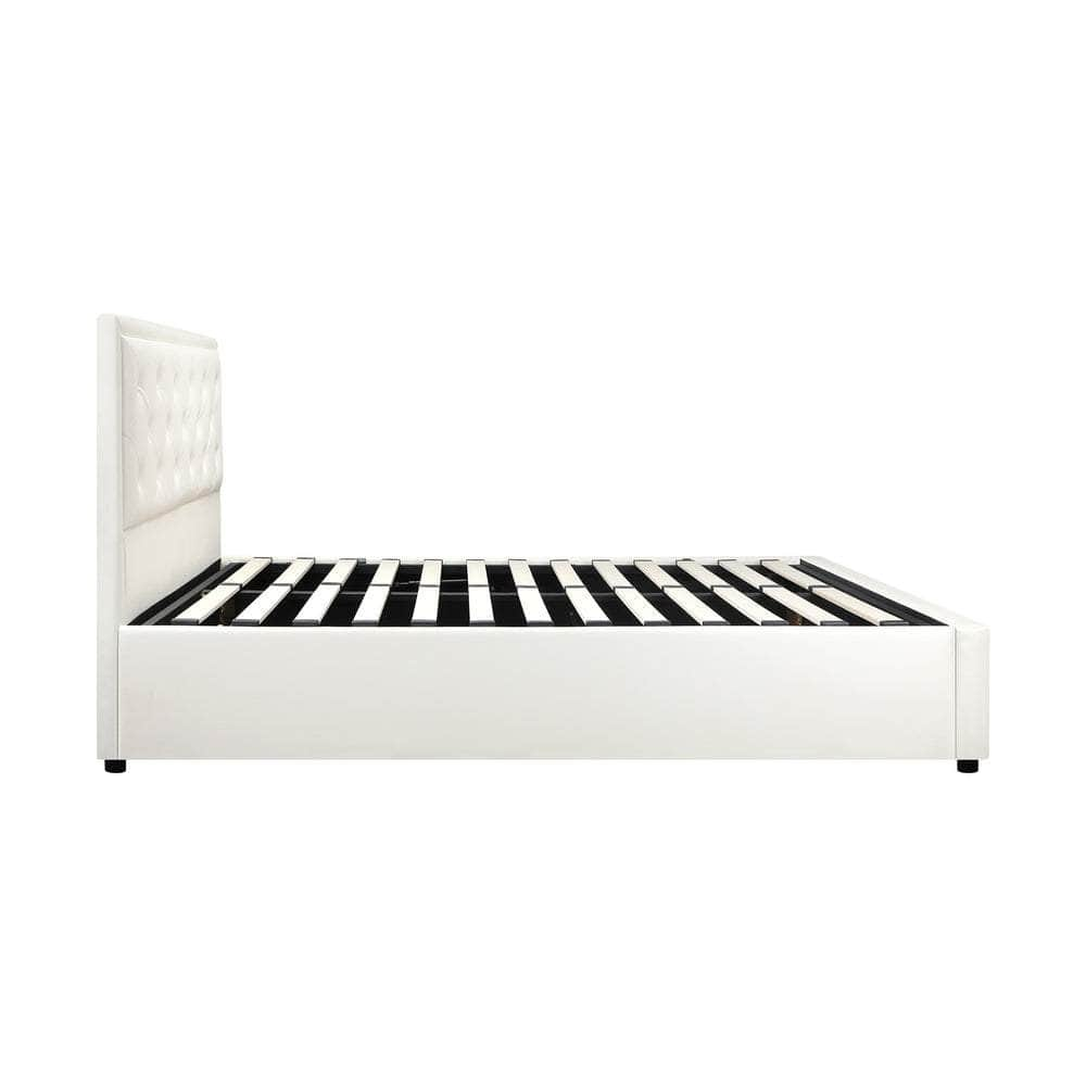 Bed Frame with Storage Space Gas Lift Bed Mattress Base White D/K/KS