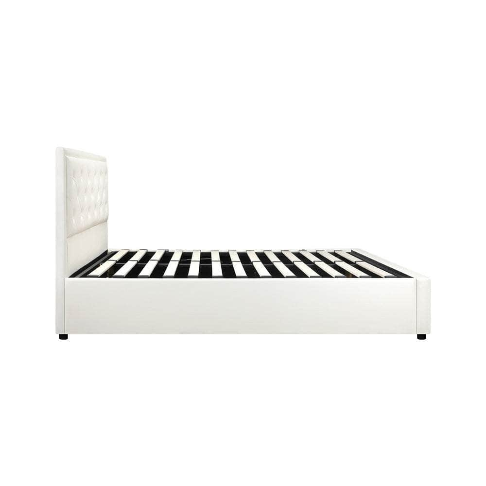 Bed Frame with Storage Space Gas Lift Bed Mattress Base White D/K/KS