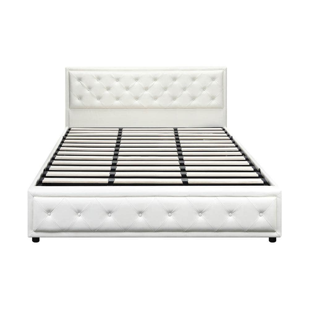 Bed Frame with Storage Space Gas Lift Bed Mattress Base White D/K/KS