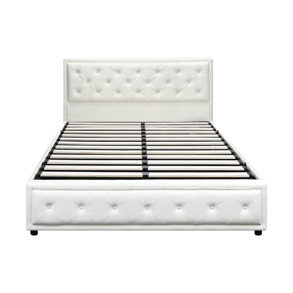 Bed Frame with Storage Space Gas Lift Bed Mattress Base White D/K/KS