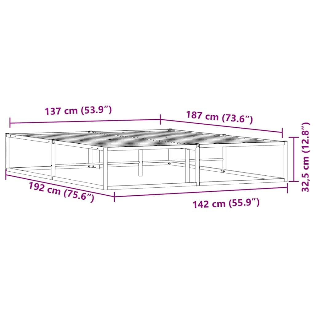 Bed Frame without Mattress Black Double Metal