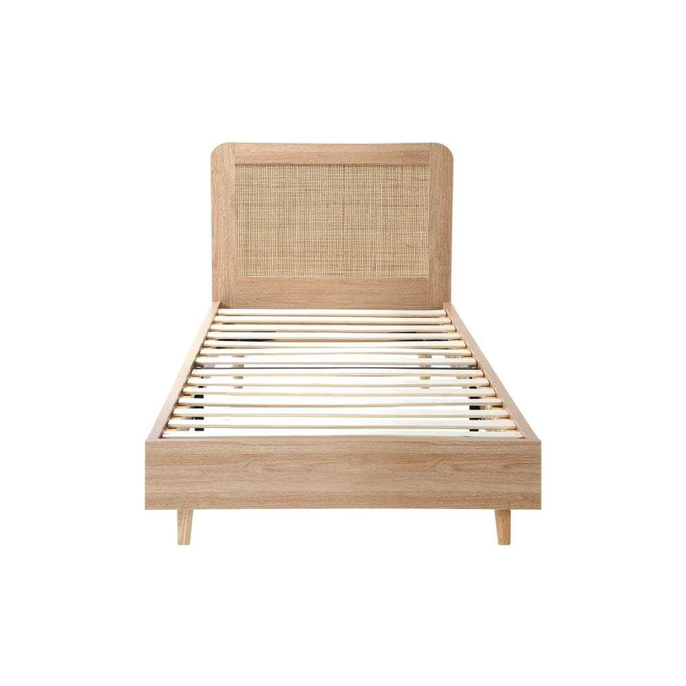 Bed Frame Wooden Bed Frame Rattan Headboard Q/D/K/KS/S