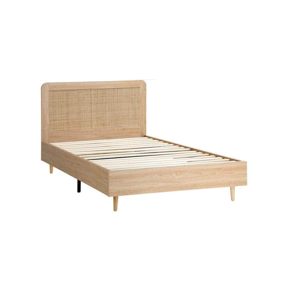 Bed Frame Wooden Bed Frame Rattan Headboard Q/D/K/KS/S