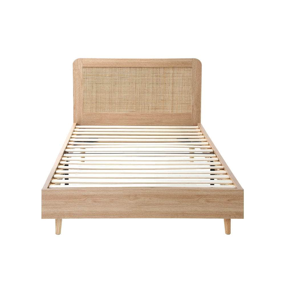 Bed Frame Wooden Bed Frame Rattan Headboard Q/D/K/KS/S