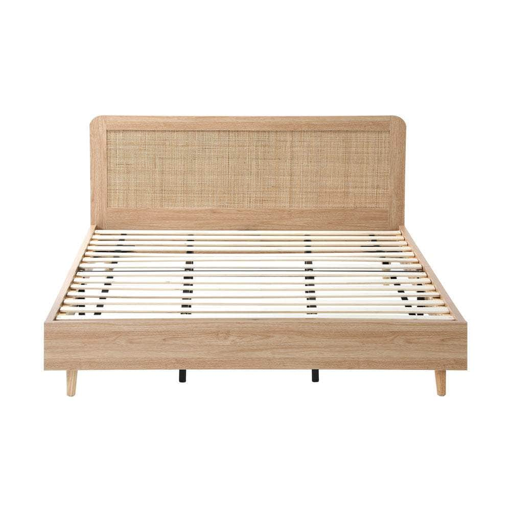 Bed Frame Wooden Bed Frame Rattan Headboard Q/D/K/KS/S