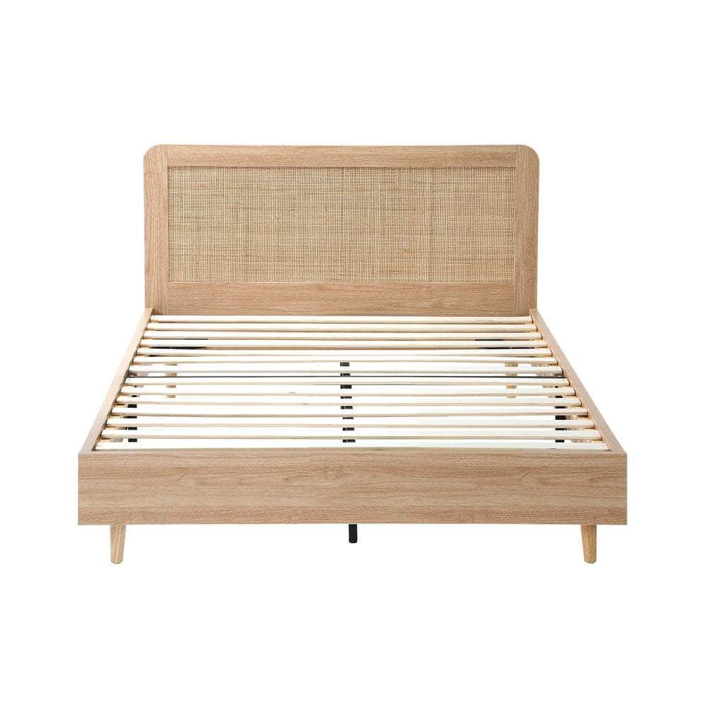 Bed Frame Wooden Bed Frame Rattan Headboard Q/D/K/KS/S