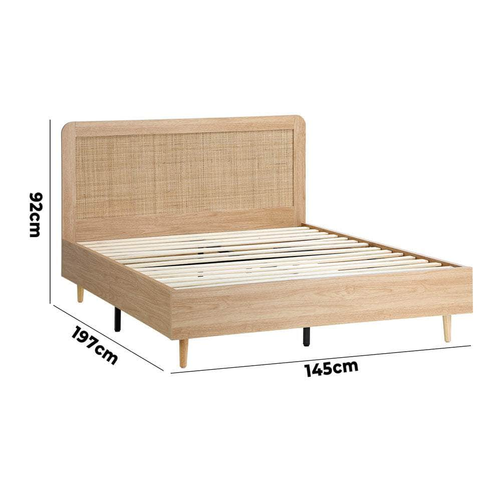 Bed Frame Wooden Bed Frame Rattan Headboard Q/D/K/KS/S