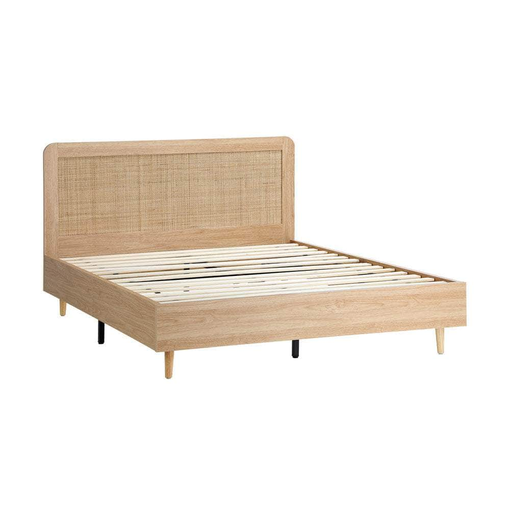 Bed Frame Wooden Bed Frame Rattan Headboard Q/D/K/KS/S