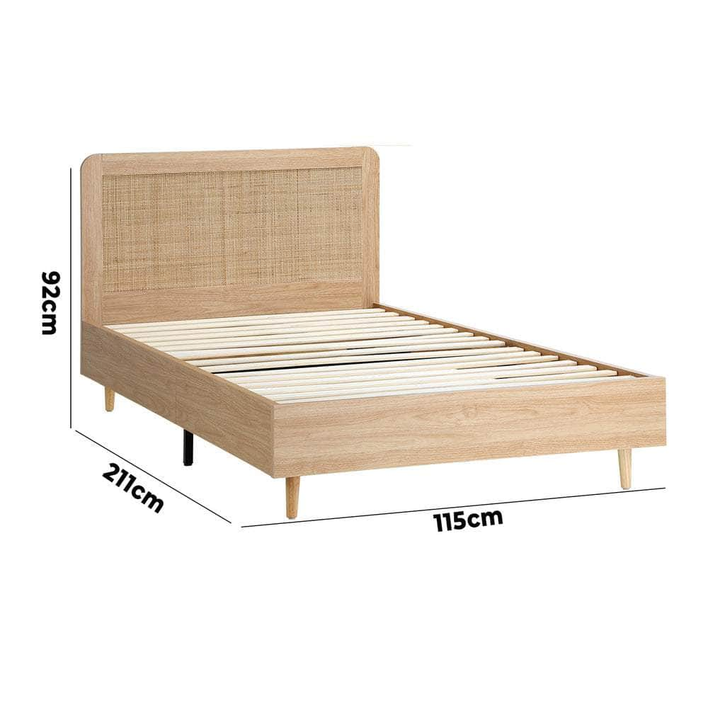 Bed Frame Wooden Bed Frame Rattan Headboard Q/D/K/KS/S