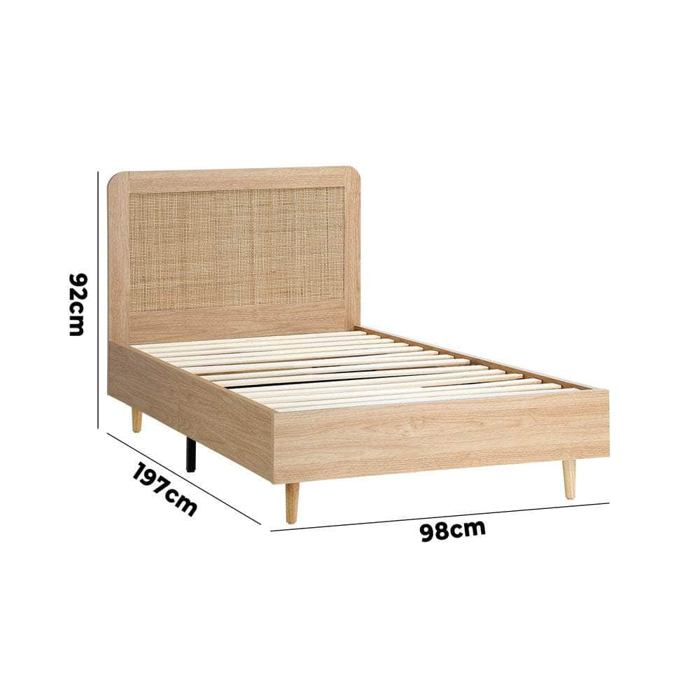 Bed Frame Wooden Bed Frame Rattan Headboard Q/D/K/KS/S