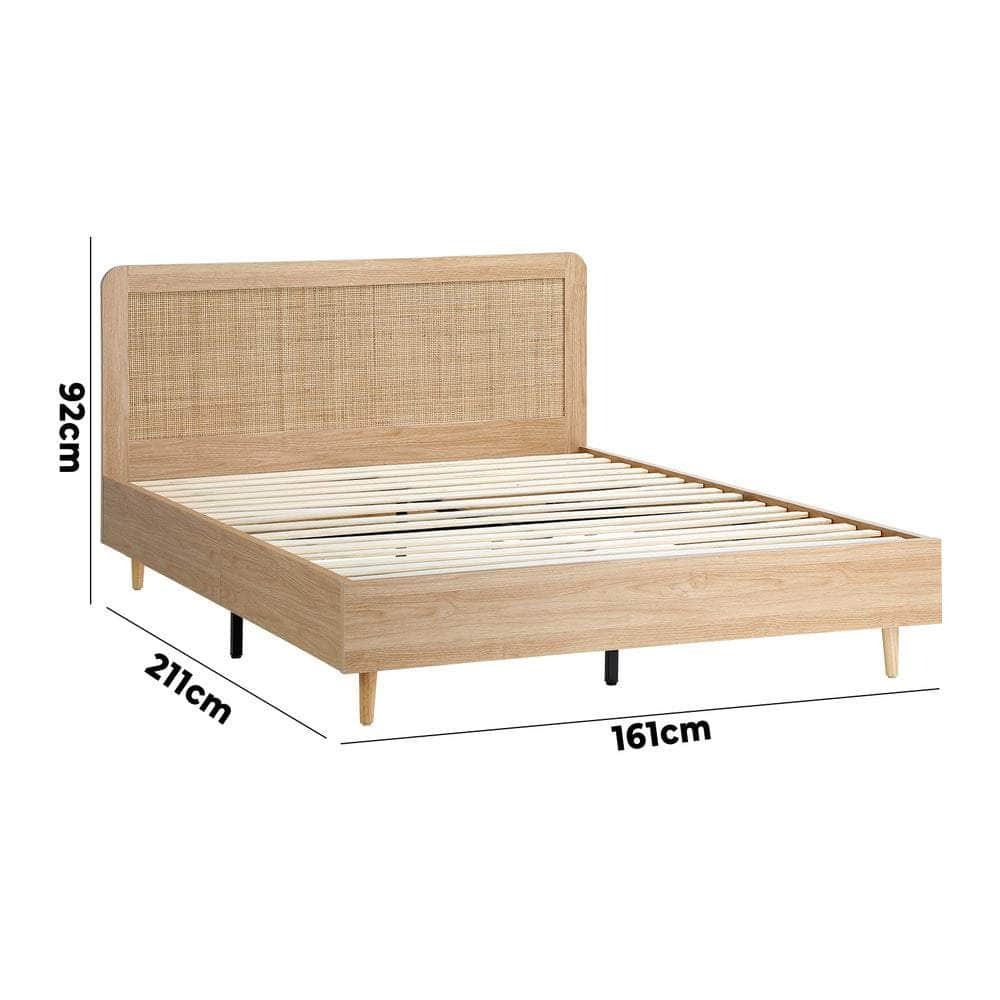 Bed Frame Wooden Bed Frame Rattan Headboard Q/D/K/KS/S