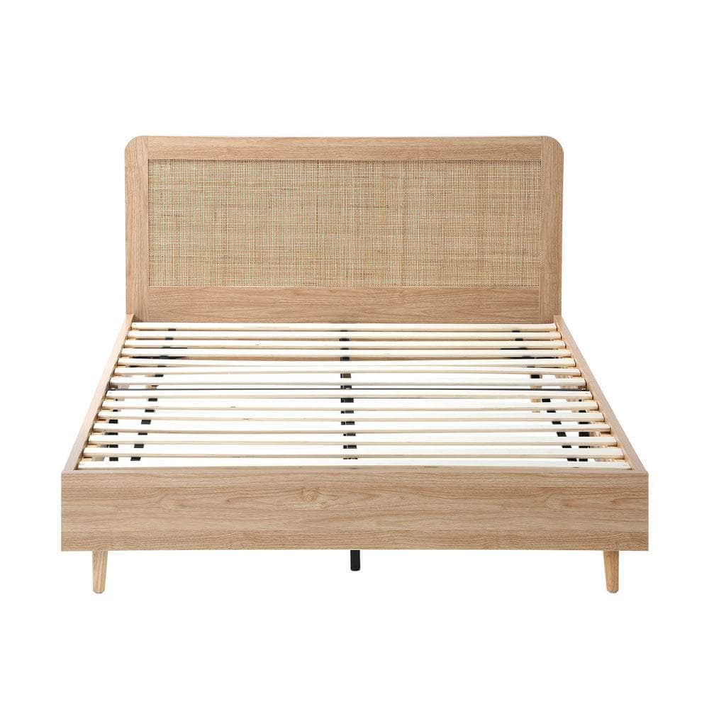 Bed Frame Wooden Bed Frame Rattan Headboard Q/D/K/KS/S