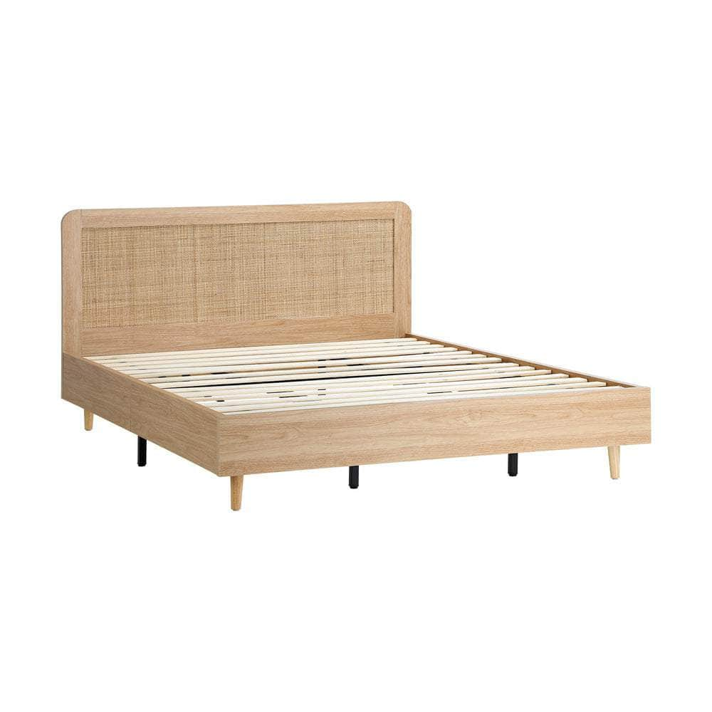 Bed Frame Wooden Bed Frame Rattan Headboard Q/D/K/KS/S