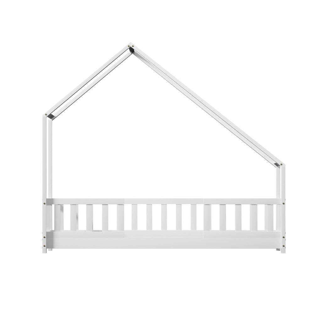 Bed Frame Wooden Kids House Single Frame White Pavo