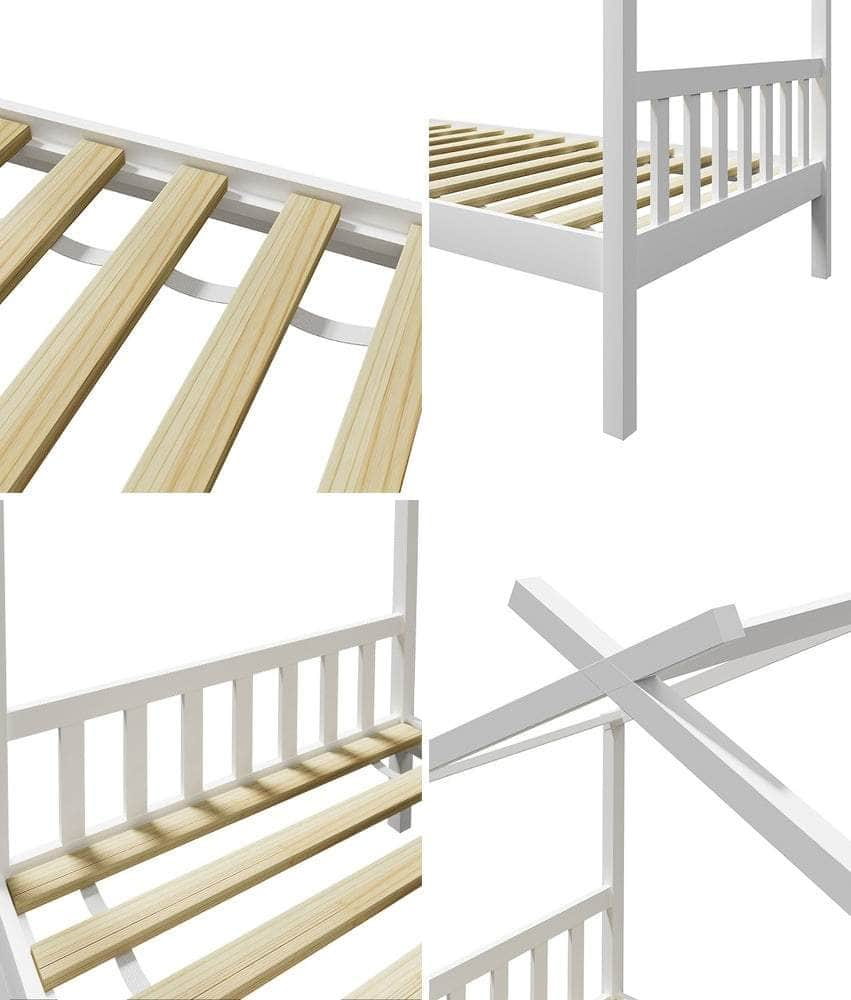 Bed Frame Wooden Kids Single Timber House Beds