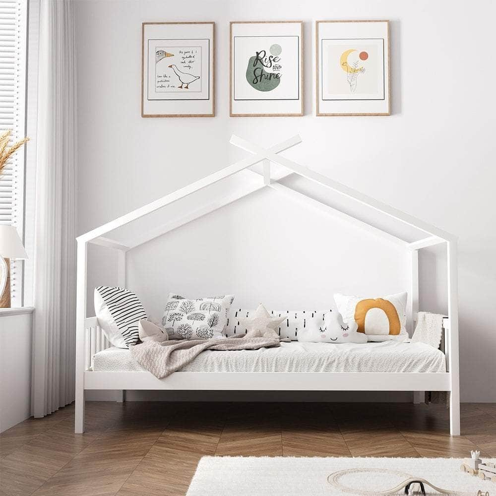 Bed Frame Wooden Kids Single Timber House Beds