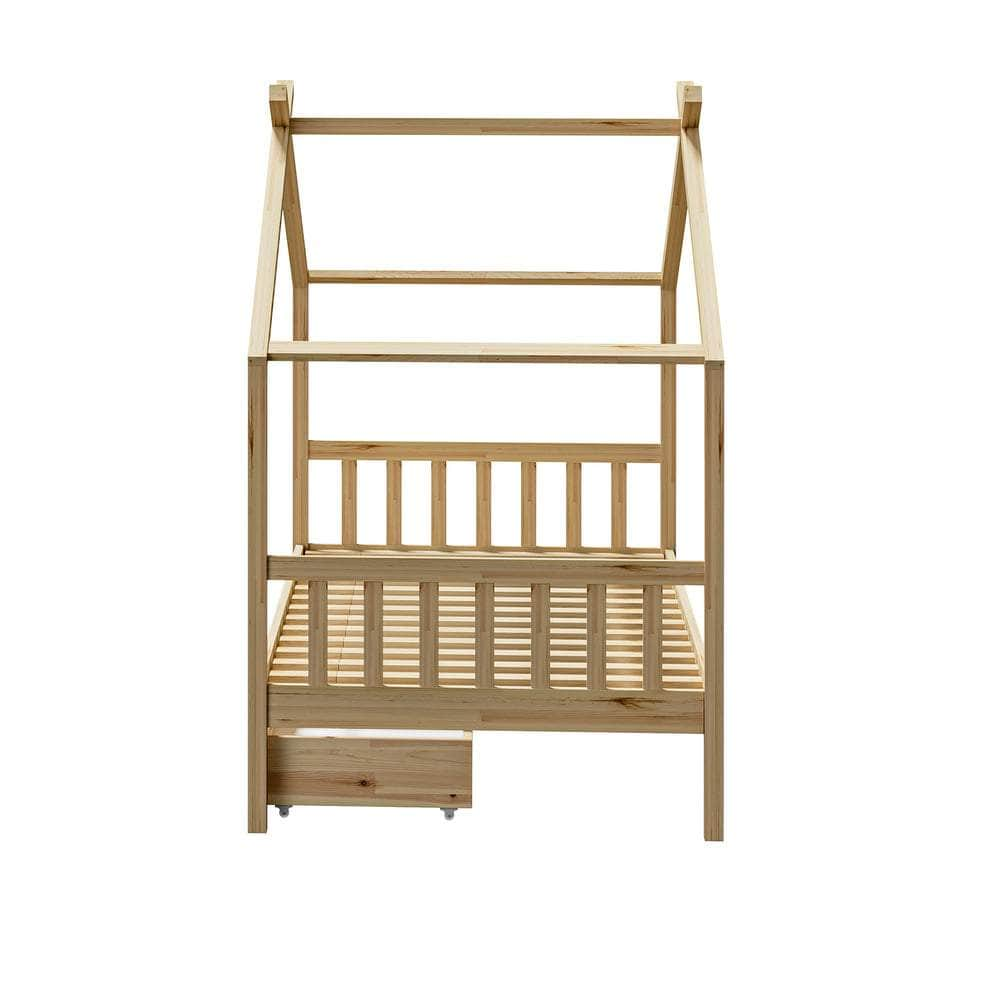 Bed Frame Wooden Kids Single Timber House Beds