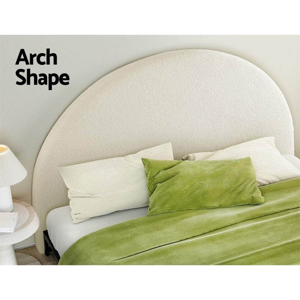 Bed Head Headboard Bed Frame King Boucle - GREI White