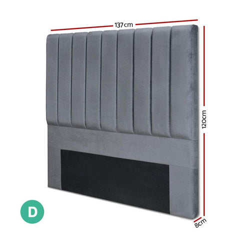 Bed Head Headboard Double Velvet - VELA Grey