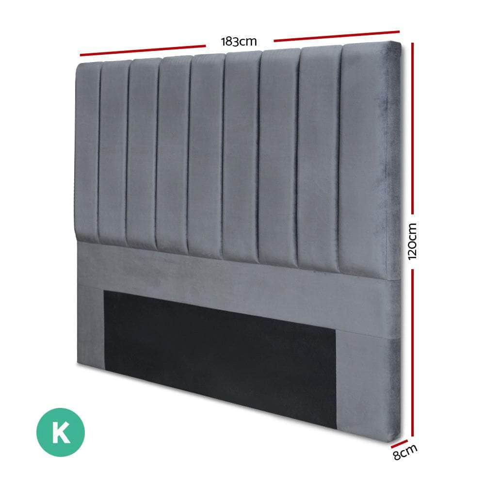 Bed Head Headboard King Velvet - VELA Grey