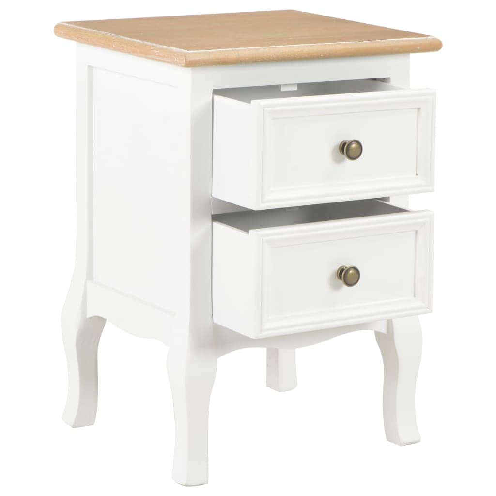 Bedside Cabinet 2 pcs White MDF