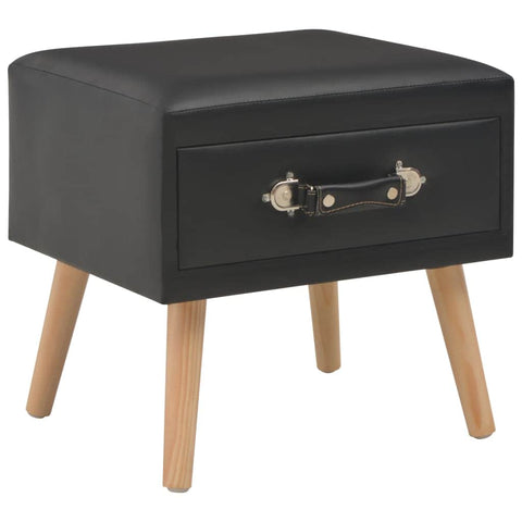 Bedside Cabinet Black  Leather