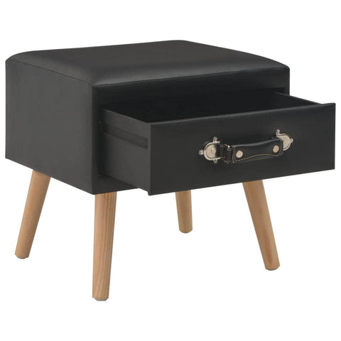 Bedside Cabinet Black  Leather