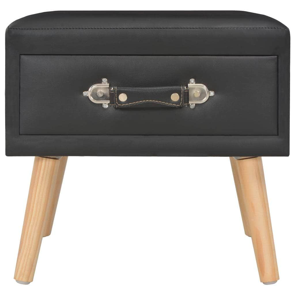 Bedside Cabinet Black  Leather