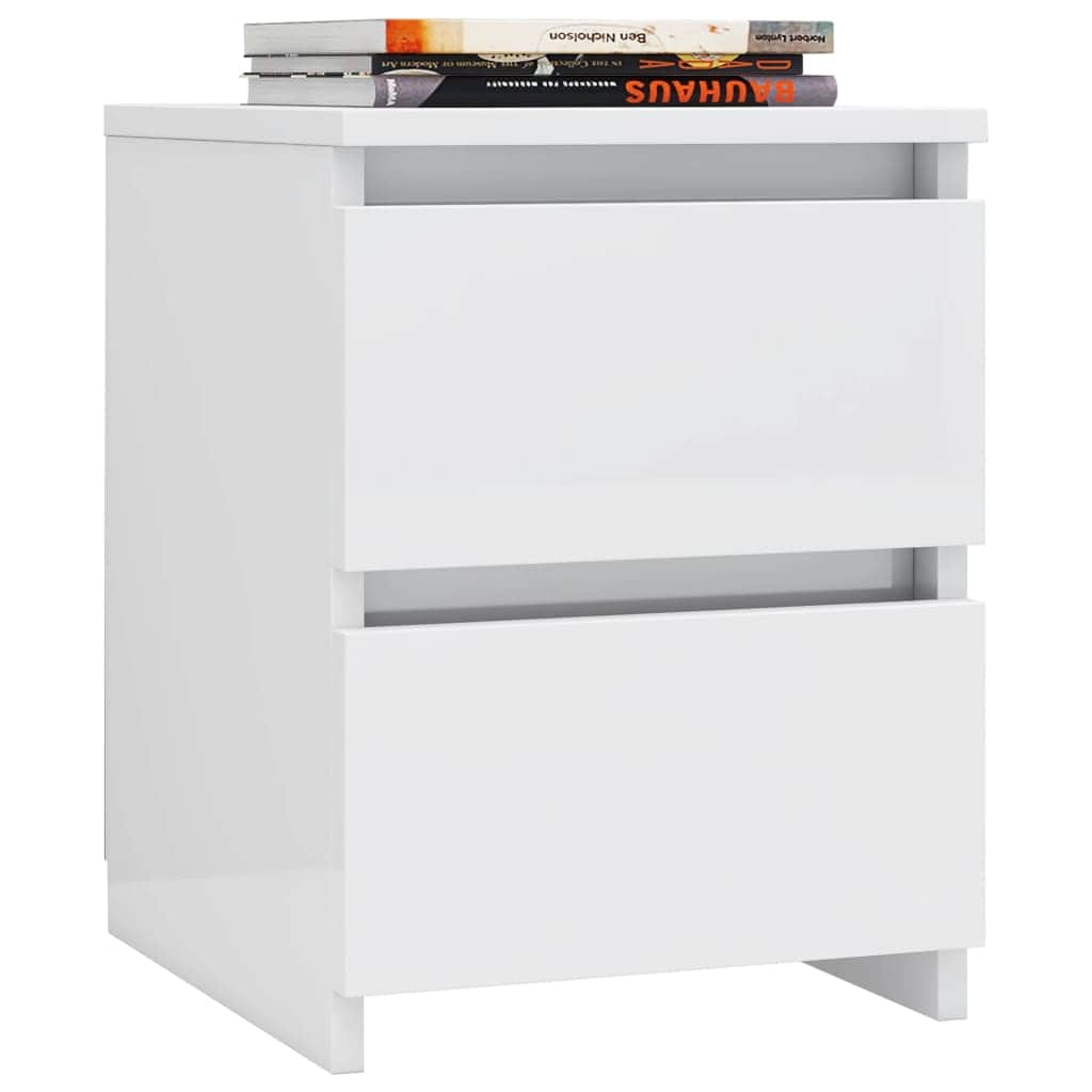 Bedside Cabinet High Gloss White  Chipboard