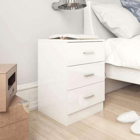 Bedside Cabinet High Gloss White - Chipboard