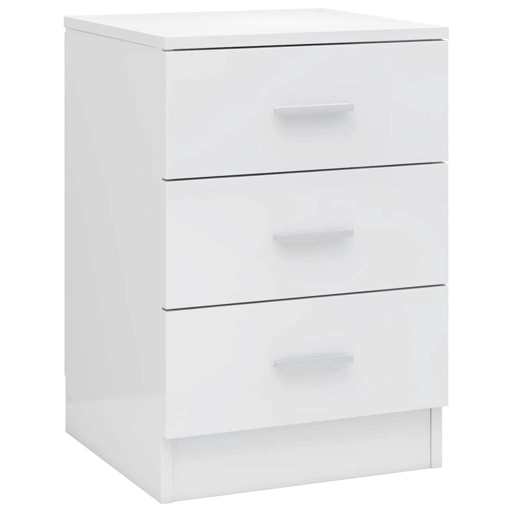 Bedside Cabinet High Gloss White - Chipboard