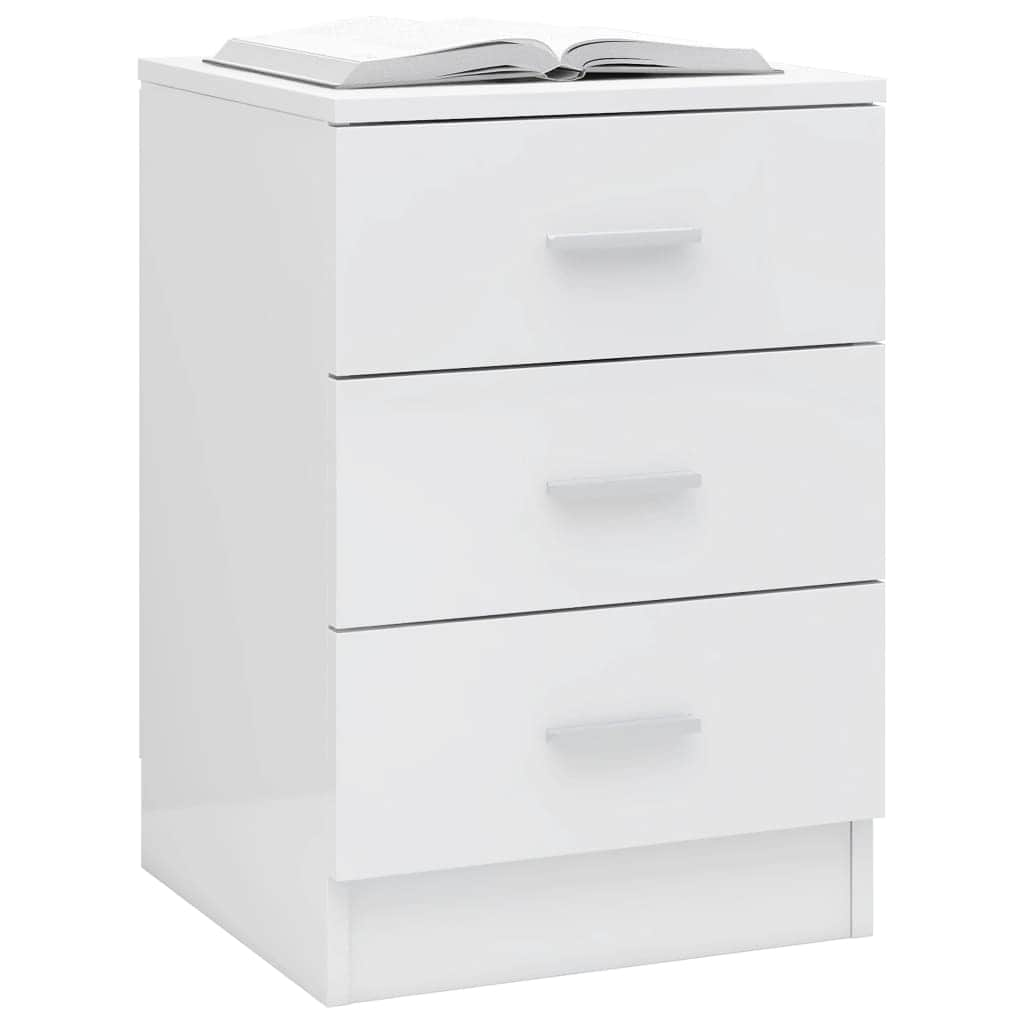 Bedside Cabinet High Gloss White - Chipboard