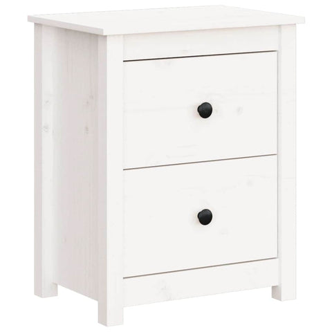 Bedside Cabinet White Solid Wood Pine