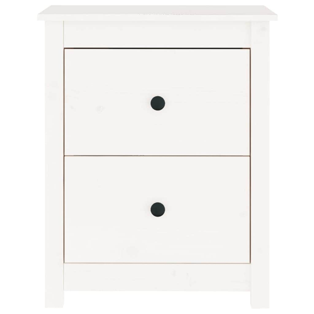 Bedside Cabinet White Solid Wood Pine