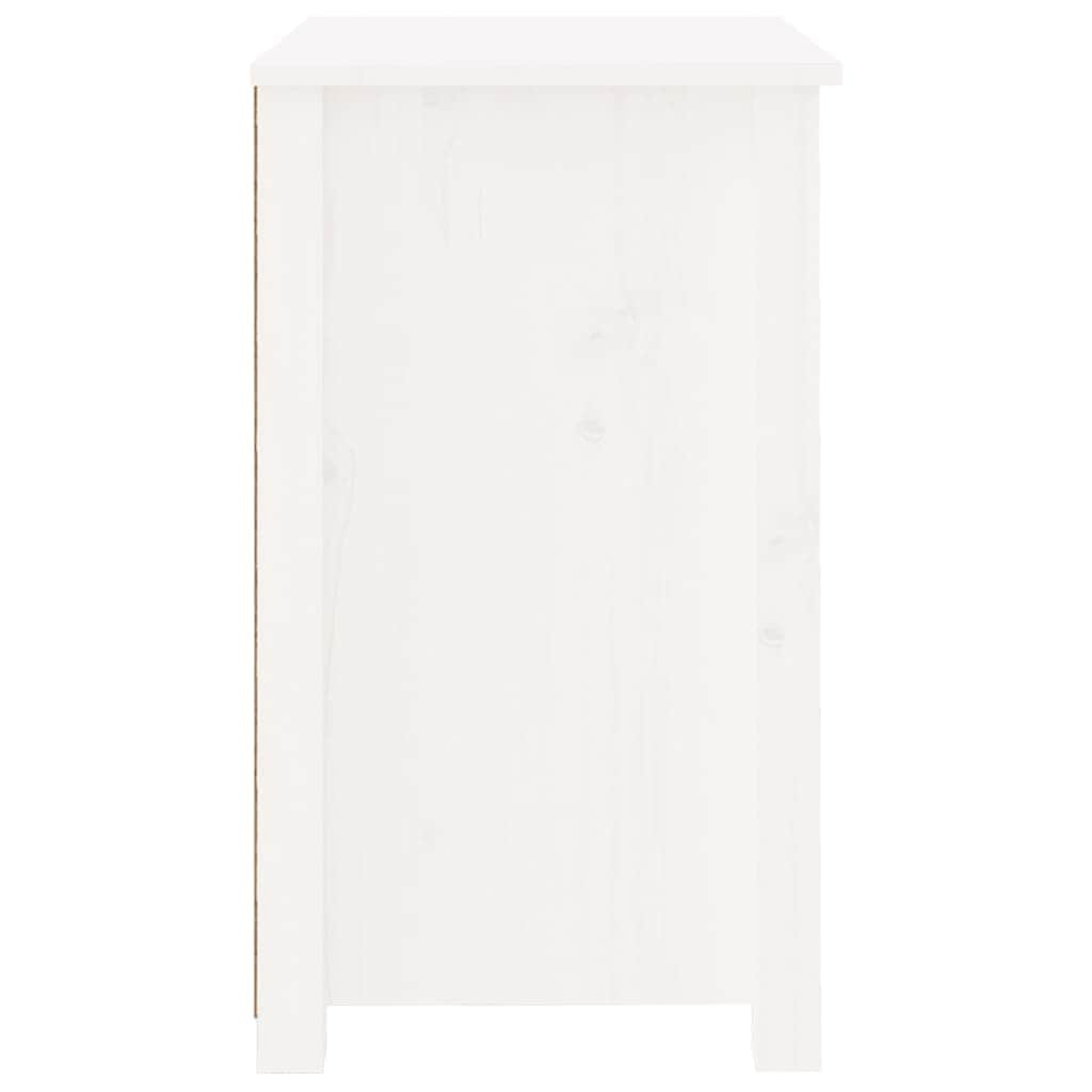 Bedside Cabinet White Solid Wood Pine