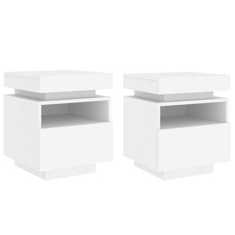 Bedside Cabinet with LED Lights White/Black