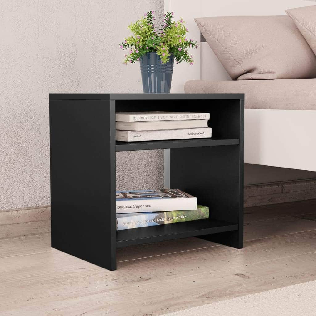 Bedside Cabinets 2 pcs Black Chipboard