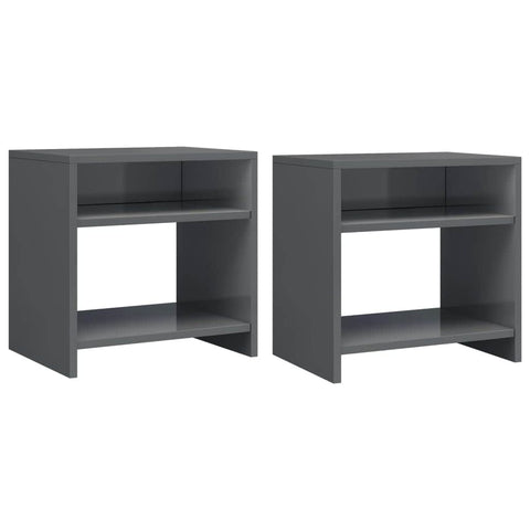 Bedside Cabinets 2 pcs High Gloss Grey Chipboard