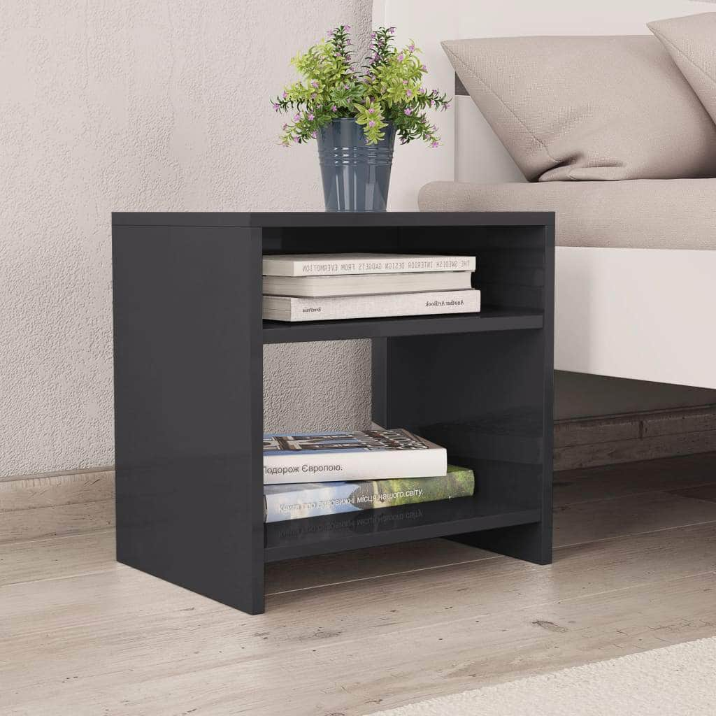 Bedside Cabinets 2 pcs High Gloss Grey Chipboard