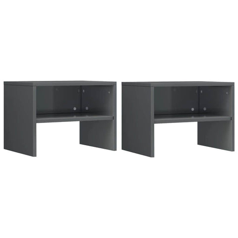 Bedside  Cabinets 2 pcs High Gloss Grey Chipboard